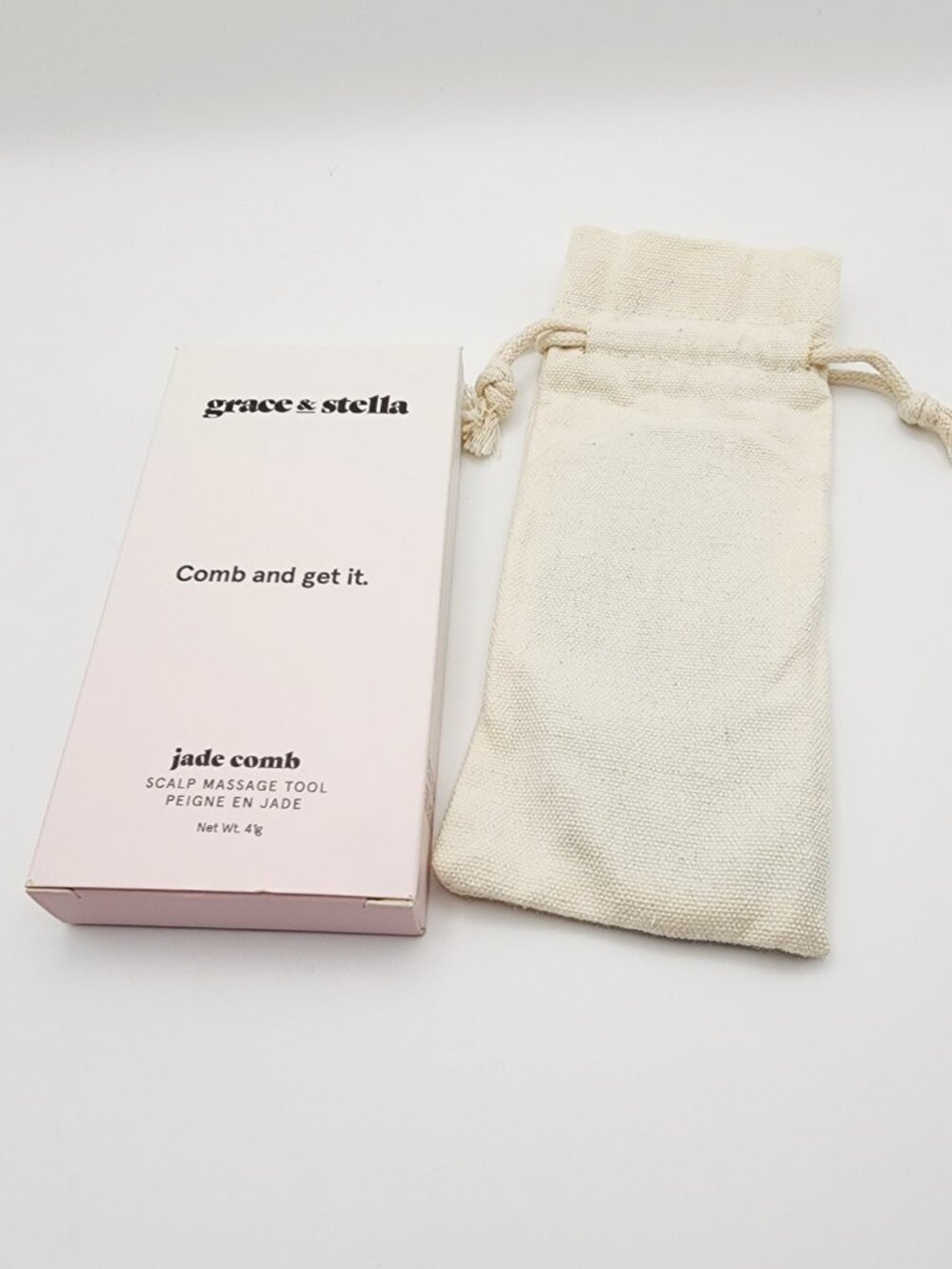 Grace & Stella Jade Comb Scalp Massage Tool 100% Xiuyan Stone Hair Gua Sha NIB